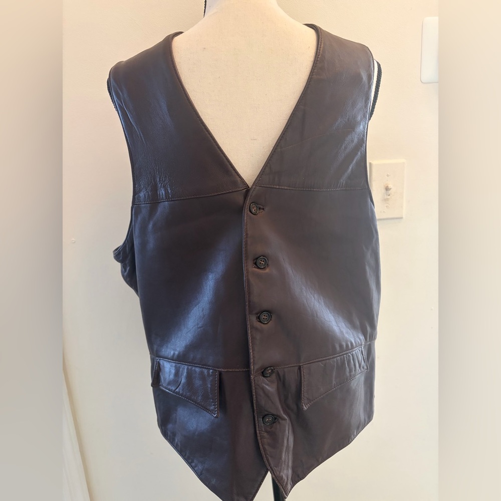 Ballymoor Men’s XL Vintage Brown Leather Button-Up Vest Fits like modern M/L